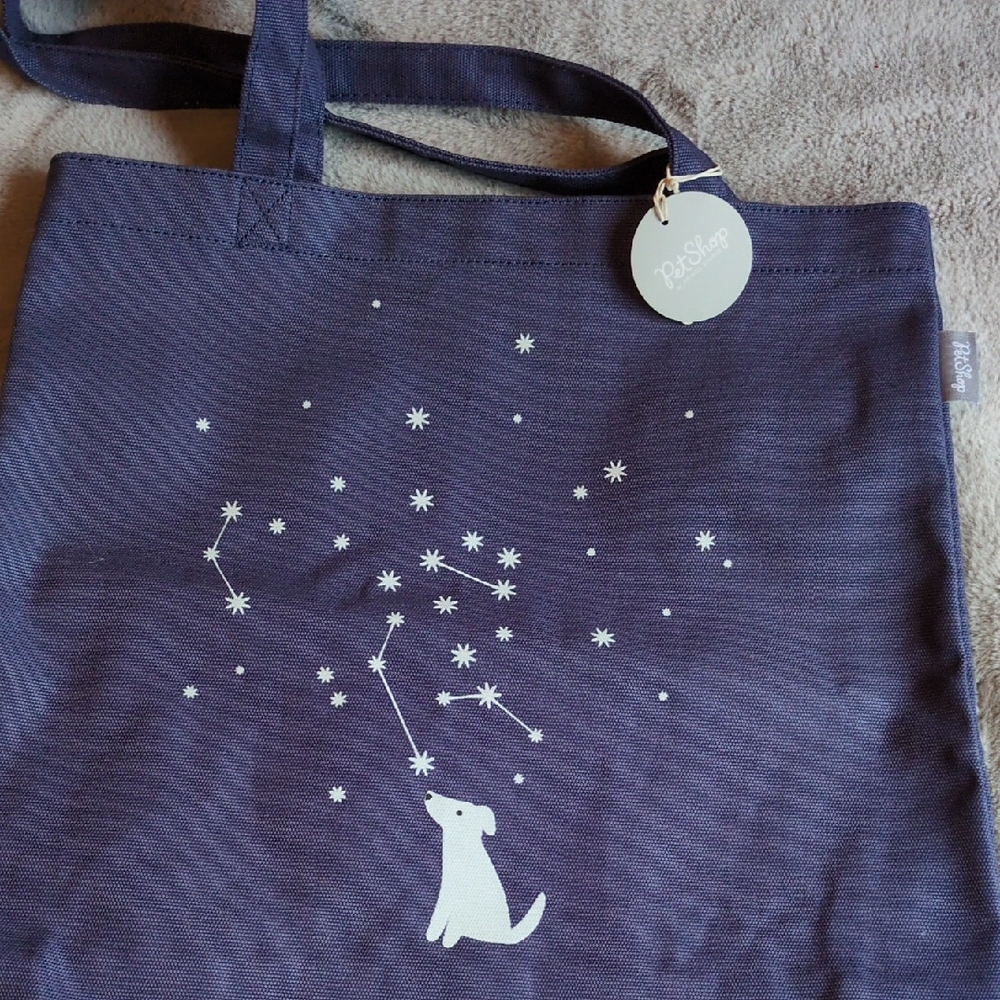 NWT Dark Blue Dog  & Stars Tote Bag
